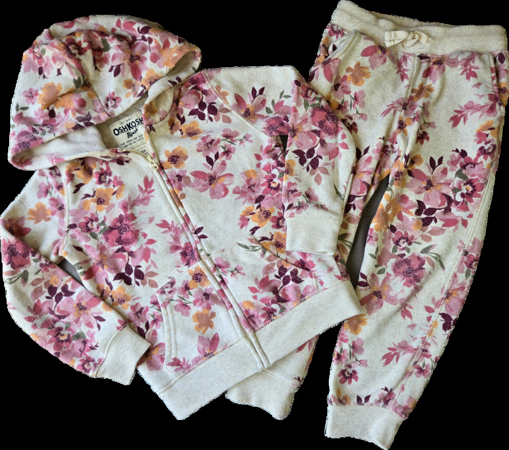 OshKosh B'gosh 4T Floral Hoodie Outfit ~ 2pc Hoodie & Joggers